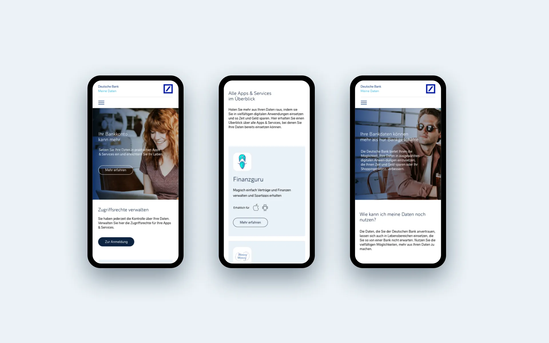 Deutsche Bank Meine Daten – Mobile Ansichten