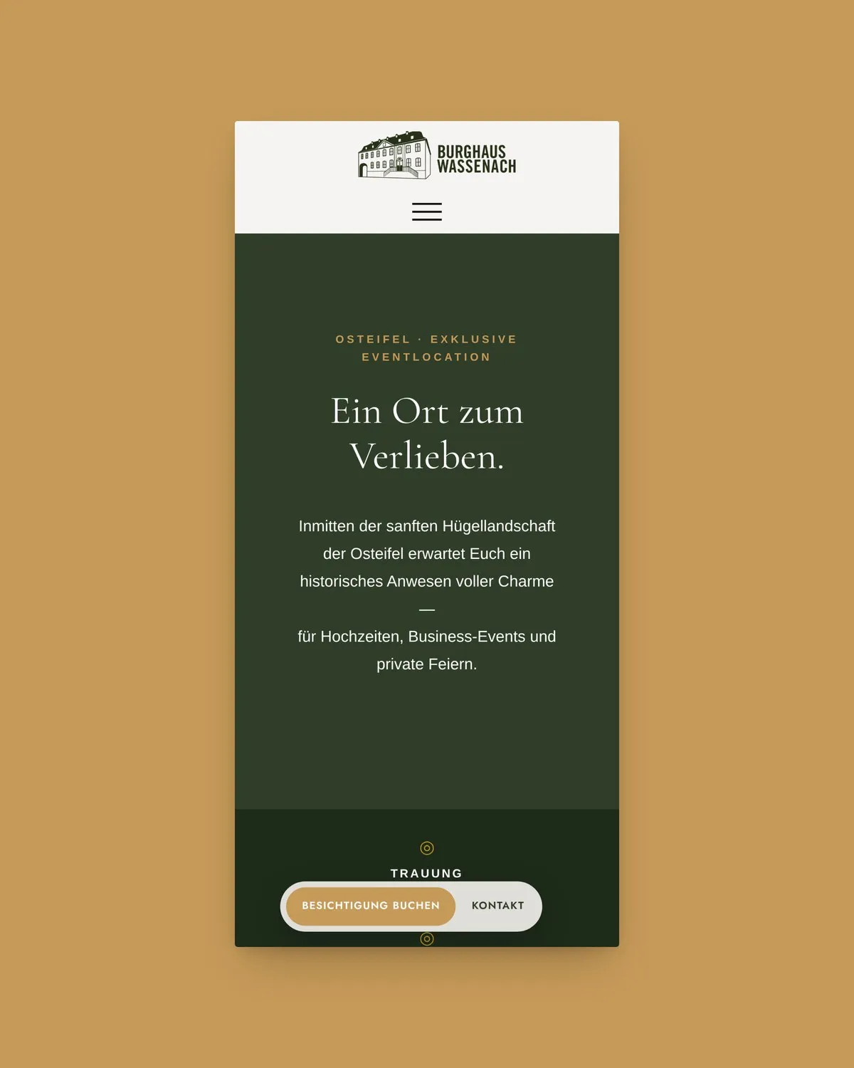 Burghaus Wassenach – Marke & Website für eine Hochzeits- und Eventlocation
